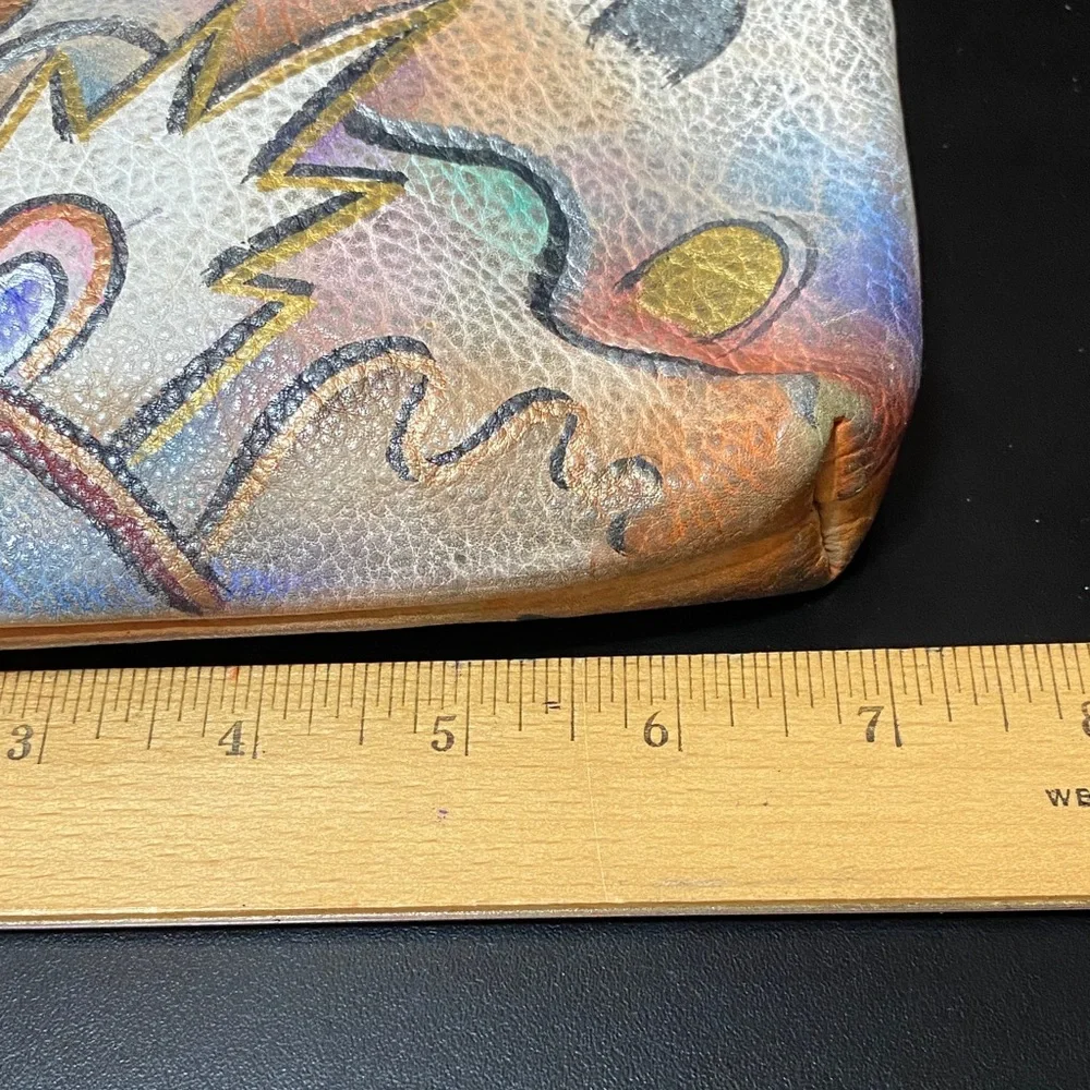 Vintage Sova hand painted Colorful Abstract Patterned makeup signed bag